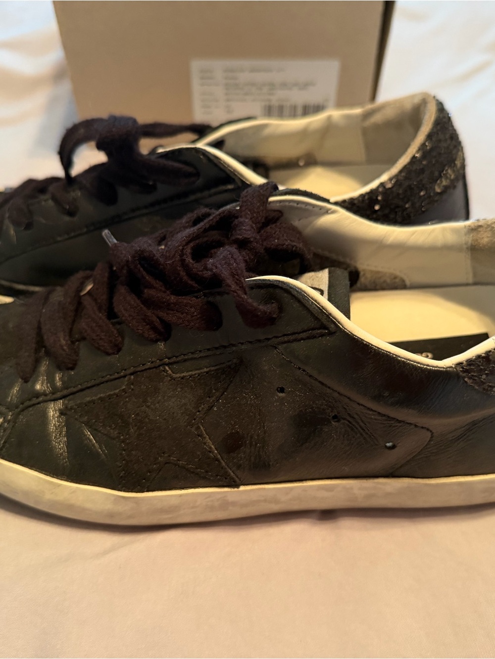 Golden Goose Black Leather Low-Top Sneakers